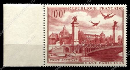 Франция 1949 г. • Mi# 856 • 1000 fr. • Архитектура Франции • Париж • авиапочта • MNH OG XF+