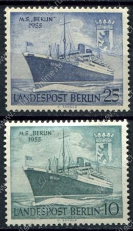 Западный Берлин 1955 г. • Mi# 126-127 • океанский лайнер "Берлин" • полн. серия • MNH/LH OG VF ( кат.- €11 )