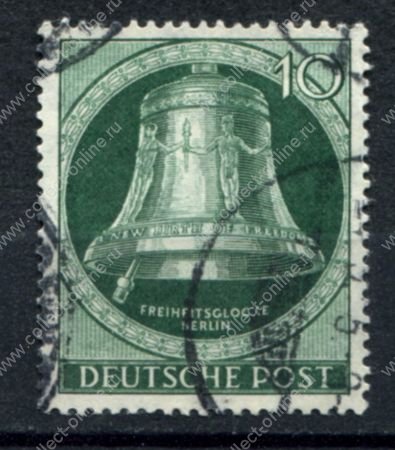 Западный Берлин 1951 г. • Mi# 76 • 10 pf. • колокол Свободы • Used VF ( кат. - €25 )