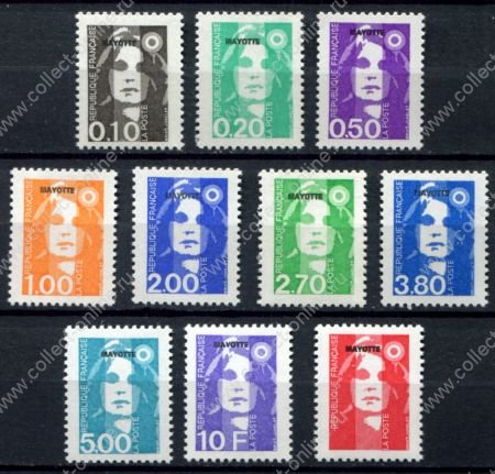 Майотта 1997 • Iv# 21-30 • 0.10 - 10 fr. • Марианна, стандарт • полн. серия • MNH OG VF