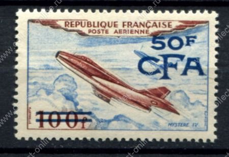 Реюньон 1954 г. • Iv# A52 • 50 fr./100 fr. • французские самолеты • авиапочта • MLH OG VF