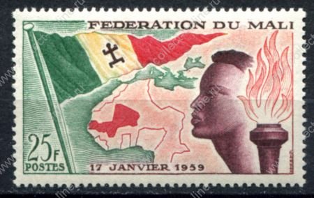 Мали 1959 г. • Mi# 1 • 25 fr. • провозглашение независимости • MLH OG VF