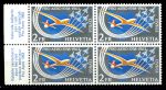 Швейцария 1963 г. • Mi# 780 • 2 fr. • 50-летие первого перелета через Альпы • авиапочта • кв. блок • MNH OG VF ( кат. - €20+ )