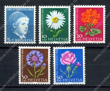 Швейцария 1963 г. • Mi# 786-790 • Редкие цветы • полн. серия • MNH OG VF