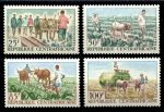 Центральноафриканская Республика 1965 г. • Sc# 41-44 • 25 - 100 fr. • животные в сельском хозяйстве • полн. серия • MNH OG VF ( кат. - $6 )
