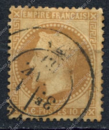 Франция 1863-1870 гг. • Sс# 32 • 10 c. • Император Наполеон III • стандарт • Used VF ( кат.- $8 )