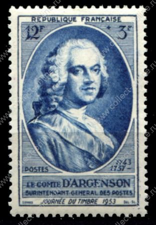 Франция 1953 г. • Iv# 940 • День почтовой марки, граф д’Аржансон • MNH OG VF ( кат. - €5 )