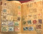 Коллекция 1090 старых, разных! марок (в основном, до 1945 г.) в старинном альбоме-тетради • 7 руб. за марку!