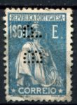 Португалия 1920 г. • Mi# 292 • 1.60 e. • (с именем гравёра) • богиня Церера • стандарт • Used(перфин) VF ( кат.- € 8 )