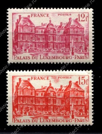 Франция 1948 г. • iv# 803-804 • 12 и 15 fr. • Французская архитектура • Люксембургский дворец(Париж) • полн. серия • MNH OG VF