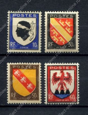 Франция 1946 г. • Iv# 755-758 • 10 - 60 c. • гербы городов и регионов • стандарт • полн. серия • MNH OG VF