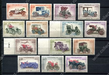 Монако 1961 г. • Mi# 673-686 • 1 c. - 1 fr. • ретро автомобили • полн. серия ( 14 марок ) • MNH OG VF* ( кат.- € 16 )