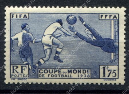 Франция 1938 г. • Iv# 396 • 1.75 fr. • Футбол. Чемпионат мира • MNH OG VF • ( кат. - €35 )