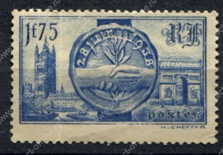 Франция 1938 г. • Iv# 400(Mi# 431) • 1.75 fr. • Визит короля Георга VI во Францию • MH OG F-VF*