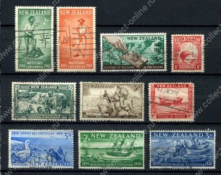 Новая Зеландия 193х-196х гг. • подборка 10 разных марок, коммеморатив • Used VF