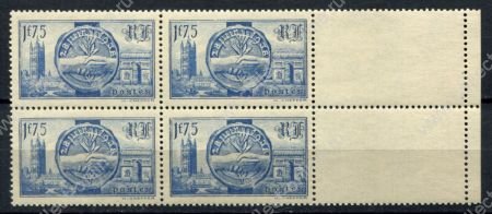 Франция 1938 г. • Iv# 400(Mi# 431) • 1.75 fr. • Визит короля Георга VI во Францию • кв. блок • MNH OG XF+