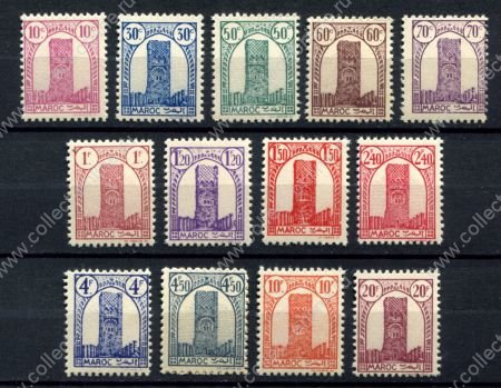 Французское Марокко 1943-1944 гг. • Iv# 204..222 • 10 c. // 20 fr. • башня Хасана • 13 марок • MNH OG VF