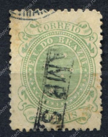 Бразилия 1890-1891 гг. • Sc# 100 • 50 R. • символы страны • cозвездие Южный крест • Used VF