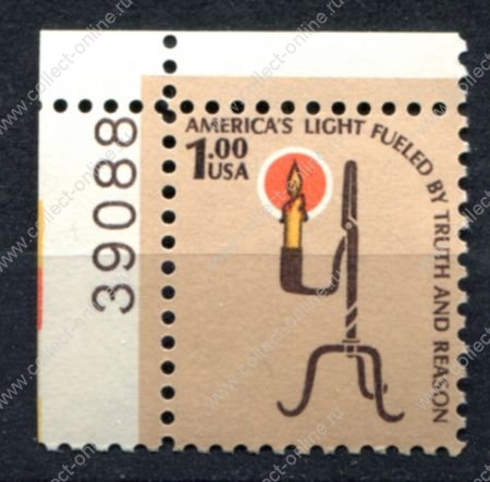 США 1975-1981 гг. • Sc# 1610 • $1 • артефакты • стандарт pl. No • MNH OG XF+