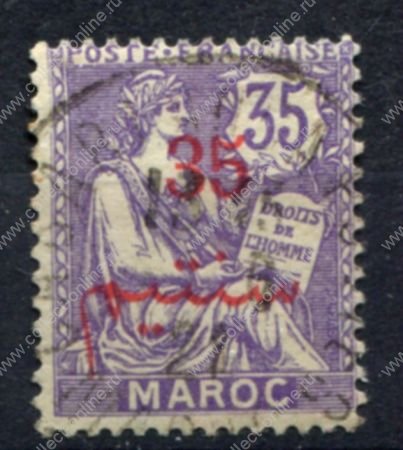 Французское Марокко 1911-1917 гг. • Iv# 33 • 35 на 35 c. • надпечатка на марке Франции • Used VF ( кат. - €5 ) 