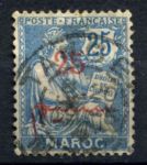 Французское Марокко 1911-1917 гг. • Iv# 32 • 25 на 25 c. • надпечатка на марке Франции • Used VF
