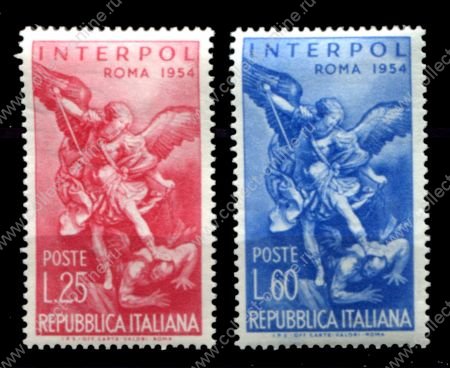 Италия 1954 г. • Mi# 917-918 • 25 и 60 L. •  Конференция Интерпола, Рим • полн. серия • MLH OG VF