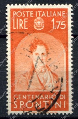 Италия 1937 г. • Mi# 598 • 1.75 L. • Юбилеи деятелей искусств • Гаспаре Спонтини • Used VF • ( кат.- €3 )