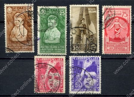 Италия 1937 г. • Mi# 560-565 • 10 - 75 c. • Программа заботы о детях • Used VF