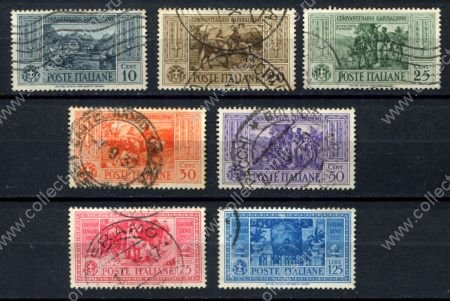 Италия 1932 г. • Mi# 391-397 • 10 c. - 1.25 L. • Джузеппе Гарибальди • 50 лет со дня смери • Used VF ( кат.- $20+ )