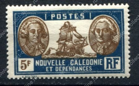 Новая Каледония 1928-1938 гг. • Iv# 159 • 5 fr. • осн. выпуск • фрегат • MH OG VF
