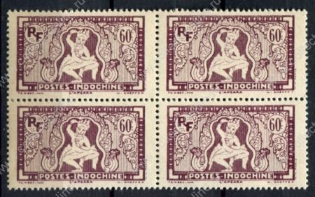 Индокитай 1931-1939 гг. • Iv# 168 • 60 c. • Апсара • квартблок • MNH OG* VF