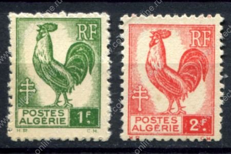 Алжир 1944-1945 гг. • Iv# 219-220 • 1 и 2 fr. • галльский петух • стандарт 2 марки • MNH OG VF