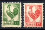 Алжир 1944-1945 гг. • Iv# 219-220 • 1 и 2 fr. • галльский петух • стандарт 2 марки • MNH OG VF