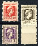 Алжир 1944 г. • Iv# 211,216,217 • 50 c.,3,4.50 fr. • Марианна • стандарт 3 марки • MNH OG XF