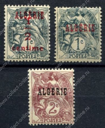 Алжир 1924-1925 гг. • Iv# 1-3 • ½ - 2 c. • надпечатка на м. Франции • стандарт • MLH OG VF
