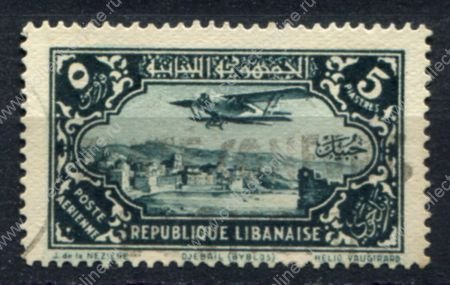 Ливан 1930-1931 гг. • Iv# A43 • 5 pi. • самолет над страной • авиапочта • Used VF