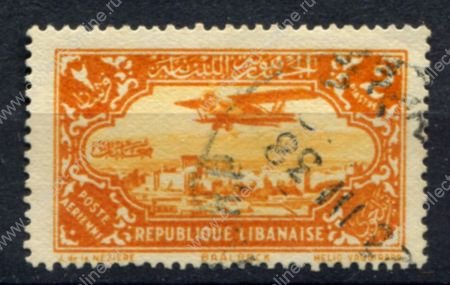 Ливан 1930-1931 гг. • Iv# A41 • 2 pi. • самолет над страной • авиапочта • Used VF