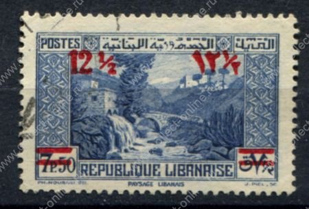 Ливан 1938-1942 гг. • Iv# 163 • 12.50 pi./7.50 • надпечатка нов. номинала • мост • Used VF