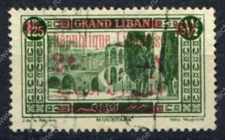 Ливан 1928-1929 гг. • Iv# 118 • 2 pi./1.25 • надпечатка нов. номинала • Used VF
