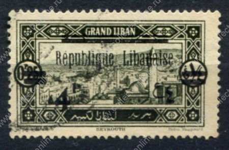 Ливан 1927 г. • Iv# 91 • 4 pi./0.75 • Республика (1-й выпуск) надпечатка нов. номинала • Used VF