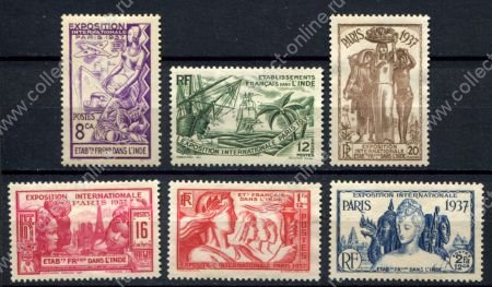 Французская Индия 1937 г. • Iv# 109-114 • Колониальная выставка • полн. серия • MNG VF ( кат. - €12* )