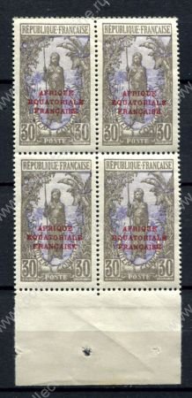 Французское Конго 1926-1928 г. • Iv# 96 • 30 c. • девочка с копьем • кв. блок • MNH OG XF