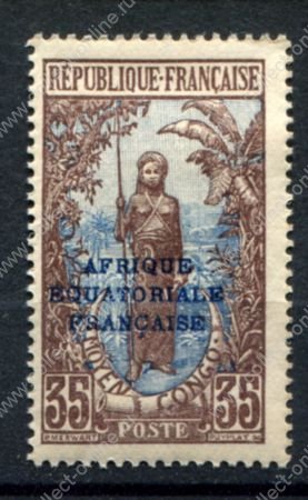 Французское Конго 1924 г. • Iv# 81 • 35 c. • девочка с копьем • MNH OG VF
