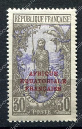 Французское Конго 1926-1928 г. • Iv# 96 • 30 c. • девочка с копьем • MNH OG VF