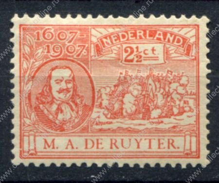 Нидерланды 1907 г. • Mi# 74 • 2½ c. • адмирал Михил де Рёйтер • MH OG VF ( кат. - €7 )