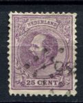 Нидерланды 1872 г. • Mi# 26 • 25 c. • король Виллем III • стандарт • Used F-VF ( кат. - €6 )