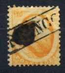 Нидерланды 1864 г. • Mi# 6 • 15 c. • король Виллем III • стандарт • Used F ( кат. - $100 )