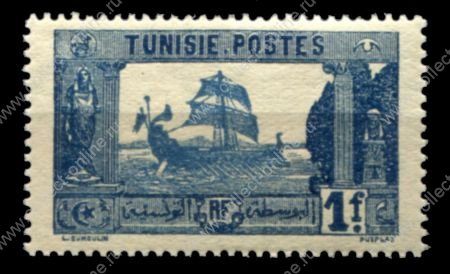 Тунис 1923-1928 гг. • Iv# 107 • 1 fr. • галера карфагенян • стандарт • MNH OG VF