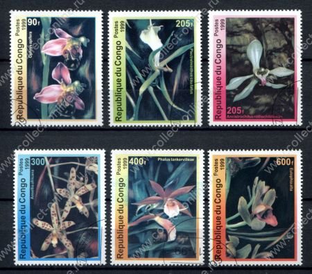 Народная Республика Конго 1999 г. • Mi# 1663-1669 • цветы, орхидеи • полн. серия • Used(ФГ) OG VF ( кат. - €5 )