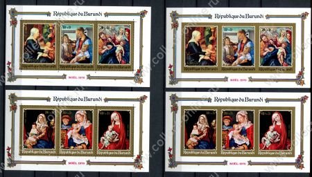 Бурунди 1970 г. • Mi#  • Рождество, живопись • блоки(4) зуб. и б.з. • MNH OG XF ( кат.- €20 )